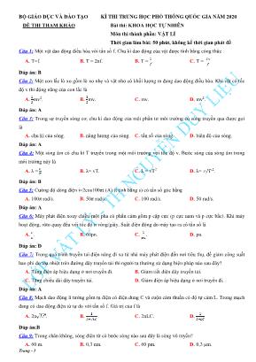 Đề thi tham khảo kỳ thi THPT Quốc gia môn Vật lý năm 2020 - Nguyễn Duy Liệu