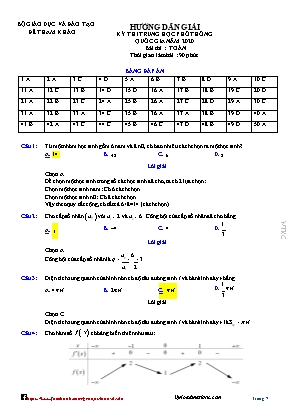 Đề thi tham khảo THPT Quốc gia môn Toán năm 2020 - Bộ giáo dục và đào tạo (Kèm đáp án)