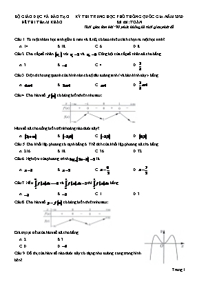 Đề thi tham khảo THPT Quốc gia môn Toán năm 2020 - Bộ giáo dục và đào tạo (Có đáp án)