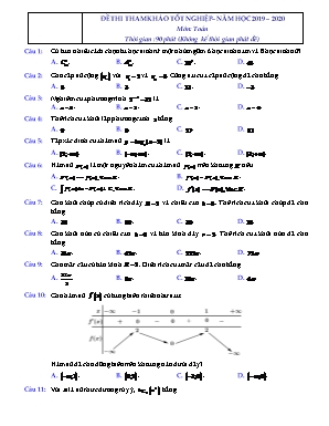 Đề thi tham khảo Tốt nghiệp THPT môn Toán - Năm học 2019-2020 (Có đáp án)