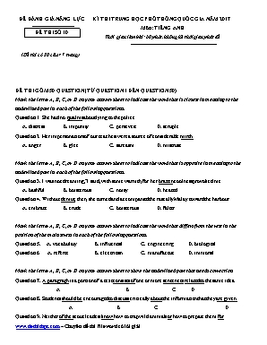 Đề thi THPT Quốc gia môn Tiếng Anh năm 2017 - Đề thi số 10 (Có đáp án)