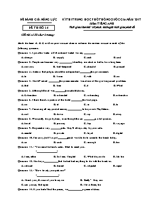 Đề thi THPT Quốc gia môn Tiếng Anh năm 2017 - Đề thi số 14 (Có đáp án)