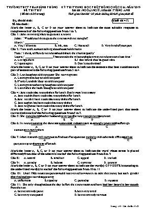 Đề thi THPT Quốc gia môn Tiếng Anh năm 2019 - Đề số 412 - Trường THPT Phan Đình Phùng