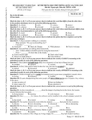 Đề thi THPT Quốc gia môn Tiếng Anh năm 2019 - Mã đề 401 - Bộ giáo dục và đào tạo