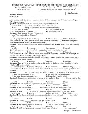 Đề thi THPT Quốc gia môn Tiếng Anh năm 2019 - Mã đề 403 - Bộ giáo dục và đào tạo