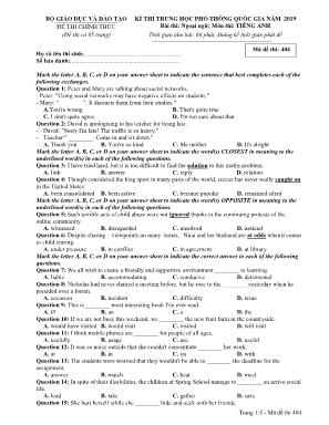Đề thi THPT Quốc gia môn Tiếng Anh năm 2019 - Mã đề 404 - Bộ giáo dục và đào tạo