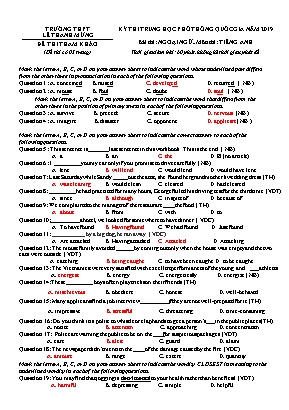 Đề thi THPT Quốc gia môn Tiếng Anh năm 2019 - Trường THPT Lê Thanh Mừng (Kèm đáp án)