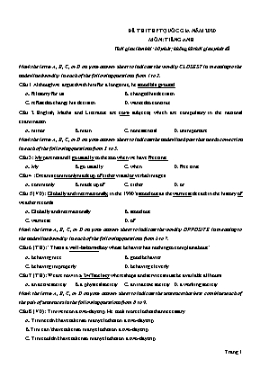 Đề thi THPT Quốc gia môn Tiếng Anh năm 2020 (Có đáp án)