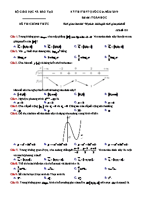 Đề thi THPT Quốc gia môn Toán năm 2019 - Mã đề 101 - Bộ giáo dục và đào tạo (Có đáp án)