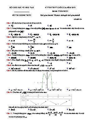 Đề thi THPT Quốc gia môn Toán năm 2019 - Mã đề 104 - Bộ giáo dục và đào tạo (Có đáp án)