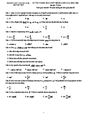 Đề thi THPT Quốc gia môn Toán năm 2020 - Trường THPT Nguyễn Huệ (Có đáp án)