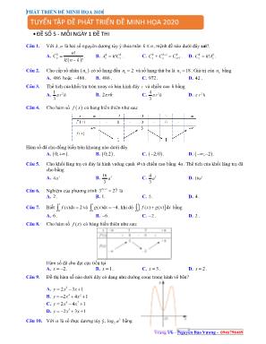 Đề thi THPT Quốc gia môn Toán phát triển từ đề thi minh họa của Bộ giáo dục và đào tạo năm 2020 - Đề số 5 (Có đáp án)