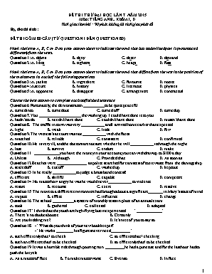 Đề thi thử Đại học lần 7 môn Tiếng Anh năm 2015