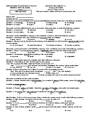 Đề thi thử học kỳ II môn Tiếng Anh Lớp 12 - Năm học 2018-2019 - Trường THPT Ba Chúc