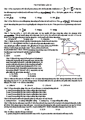 Đề thi thử học sinh giỏi môn Vật lý Lớp 12 lần 10