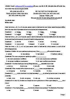 Đề thi thử kỳ THPT Quốc gia môn Tiếng Anh năm 2020 - Đề số 16 (Có đáp án)