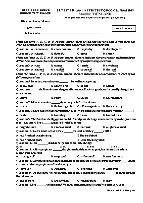 Đề thi thử lần 1 kỳ thi THPT Quốc gia môn Tiếng Anh năm 2019 - Mã đề 001 - Trường THPT Gia Lộc (Có đáp án)