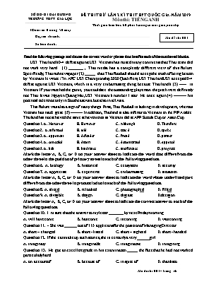 Đề thi thử lần 2 kỳ thi THPT Quốc gia môn Tiếng Anh năm 2019 - Mã đề 001 - Trường THPT Gia Lộc (Có đáp án)