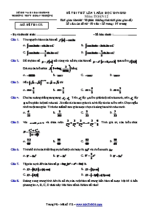 Đề thi thử lần 2 môn Toán Lớp 12 - Mã đề 132 - Năm học 2019-2020 - Trường THPT Đoàn Thượng (Có đáp án)