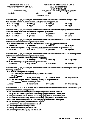 Đề thi thử THPT Quốc gia môn Tiếng Anh lần 2 - Mã đề 300 - Năm học 2018-2019 - Trường THPT Tân Yên số 2 (Có đáp án