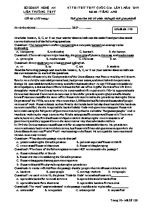 Đề thi thử THPT Quốc gia môn Tiếng Anh Lớp 12 lần 2 năm 2019 - Mã đề 120 - Liên trường THPT tỉnh Nghệ An