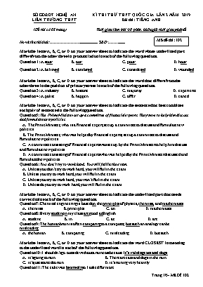 Đề thi thử THPT Quốc gia môn Tiếng Anh Lớp 12 lần 2 năm 2019 - Mã đề 102 - Liên trường THPT tỉnh Nghệ An