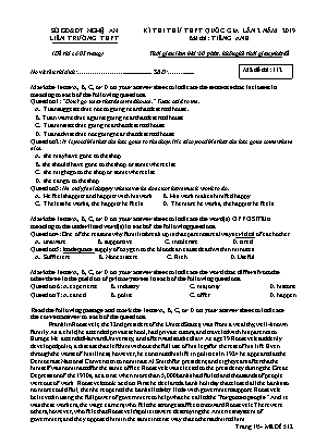 Đề thi thử THPT Quốc gia môn Tiếng Anh Lớp 12 lần 2 năm 2019 - Mã đề 112 - Liên trường THPT tỉnh Nghệ An