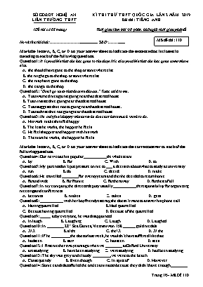 Đề thi thử THPT Quốc gia môn Tiếng Anh Lớp 12 lần 2 năm 2019 - Mã đề 110 - Liên trường THPT tỉnh Nghệ An