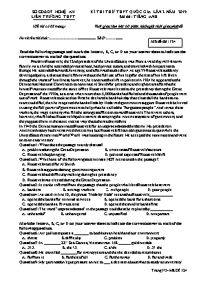 Đề thi thử THPT Quốc gia môn Tiếng Anh Lớp 12 lần 2 năm 2019 - Mã đề 124 - Liên trường THPT tỉnh Nghệ An