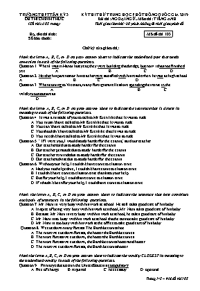 Đề thi thử THPT Quốc gia môn Tiếng Anh Lớp 12 năm 2019 - Mã đề 103 - Trường THPT Tân Kỳ 3