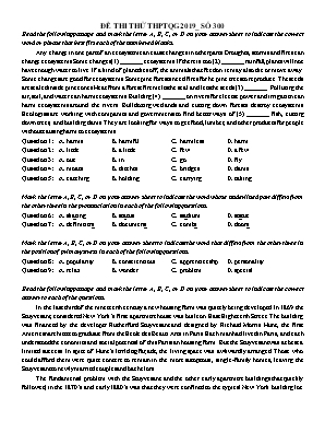 Đề thi thử THPT Quốc gia môn Tiếng Anh năm 2019 - Đề số 300 (Có đáp án)