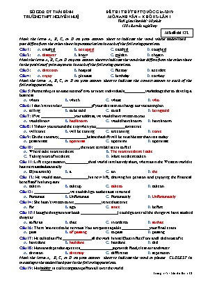 Đề thi thử THPT Quốc gia môn Tiếng Anh năm 2019 lần 1 - Mã đề 132 - Trường THPT Nguyễn Huệ (Có đáp án)