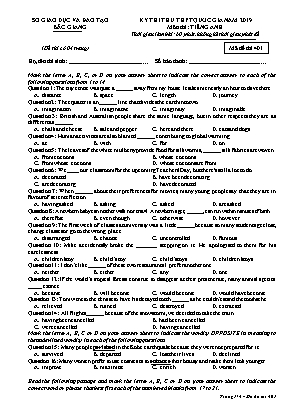 Đề thi thử THPT Quốc gia môn Tiếng Anh năm 2019 - Mã đề 401 - Sở giáo dục và đào tạo Bắc Giang