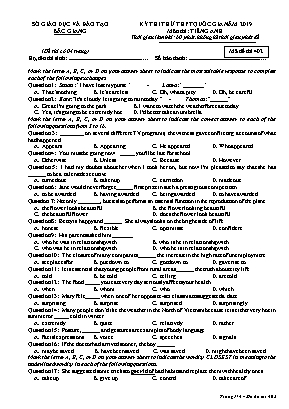 Đề thi thử THPT Quốc gia môn Tiếng Anh năm 2019 - Mã đề 402 - Sở giáo dục và đào tạo Bắc Giang