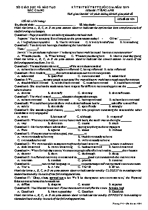 Đề thi thử THPT Quốc gia môn Tiếng Anh năm 2019 - Mã đề 404 - Sở giáo dục và đào tạo Bắc Giang