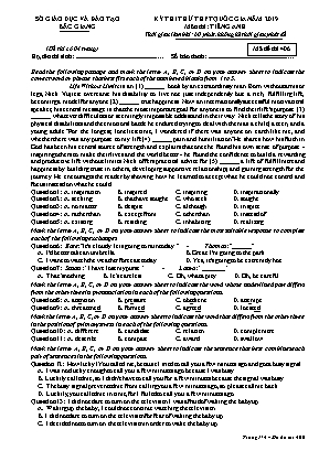 Đề thi thử THPT Quốc gia môn Tiếng Anh năm 2019 - Mã đề 406 - Sở giáo dục và đào tạo Bắc Giang