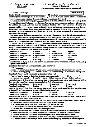 Đề thi thử THPT Quốc gia môn Tiếng Anh năm 2019 - Mã đề 408 - Sở giáo dục và đào tạo Bắc Giang