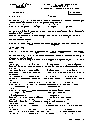 Đề thi thử THPT Quốc gia môn Tiếng Anh năm 2019 - Mã đề 409 - Sở giáo dục và đào tạo Bắc Giang