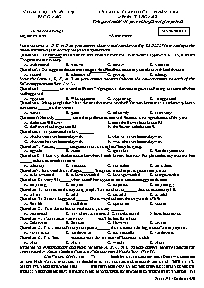 Đề thi thử THPT Quốc gia môn Tiếng Anh năm 2019 - Mã đề 410 - Sở giáo dục và đào tạo Bắc Giang