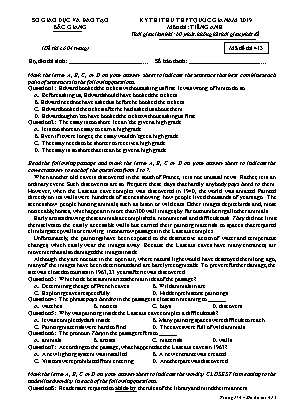 Đề thi thử THPT Quốc gia môn Tiếng Anh năm 2019 - Mã đề 413 - Sở giáo dục và đào tạo Bắc Giang