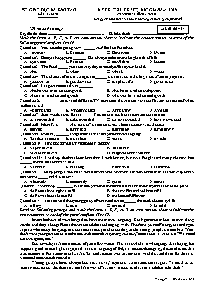 Đề thi thử THPT Quốc gia môn Tiếng Anh năm 2019 - Mã đề 414 - Sở giáo dục và đào tạo Bắc Giang