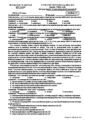 Đề thi thử THPT Quốc gia môn Tiếng Anh năm 2019 - Mã đề 419 - Sở giáo dục và đào tạo Bắc Giang