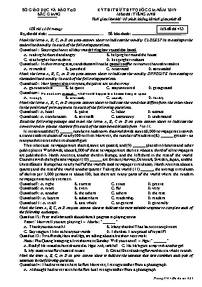 Đề thi thử THPT Quốc gia môn Tiếng Anh năm 2019 - Mã đề 423 - Sở giáo dục và đào tạo Bắc Giang