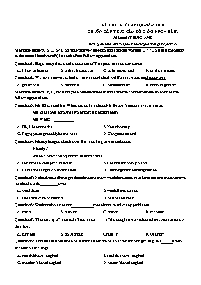 Đề thi thử THPT Quốc gia môn Tiếng Anh năm 2020 - Đề 82 (Có đáp án)