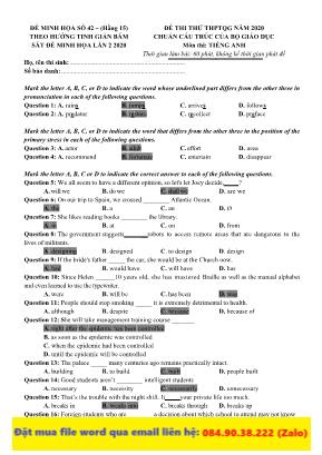 Đề thi thử THPT Quốc gia môn Tiếng Anh năm 2020 - Đề số 42 (Có đáp án)