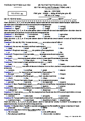 Đề thi thử THPT Quốc gia môn Tiếng Anh năm 2020 - Mã đề 401 - Trường THPT Trần Cao Vân