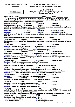 Đề thi thử THPT Quốc gia môn Tiếng Anh năm 2020 - Mã đề 405 - Trường THPT Trần Cao Vân