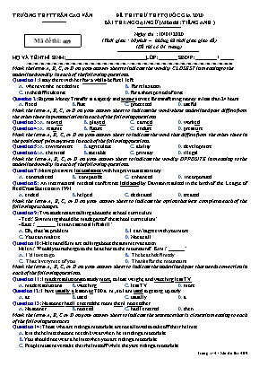 Đề thi thử THPT Quốc gia môn Tiếng Anh năm 2020 - Mã đề 409 - Trường THPT Trần Cao Vân
