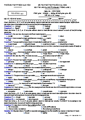 Đề thi thử THPT Quốc gia môn Tiếng Anh năm 2020 - Mã đề 413 - Trường THPT Trần Cao Vân