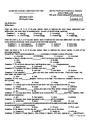 Đề thi thử THPT Quốc gia môn Tiếng Anh năm 2020 - Mã đề 542 - Cơ sở bồi dưỡng kiến thức Trí Việt (Có đáp án)